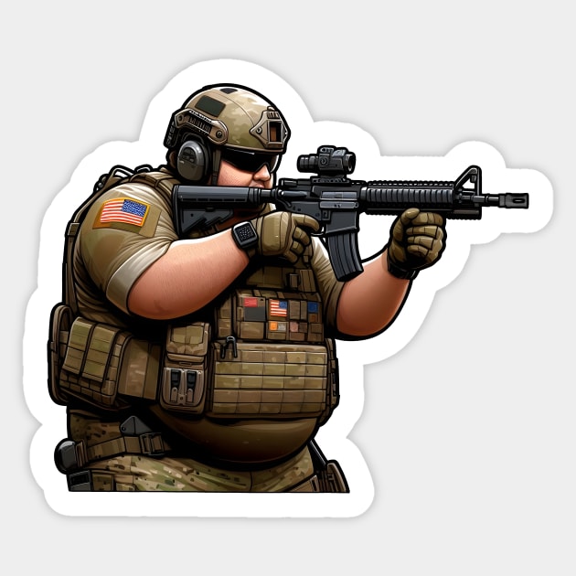 Tactical Fatman Sticker by Rawlifegraphic